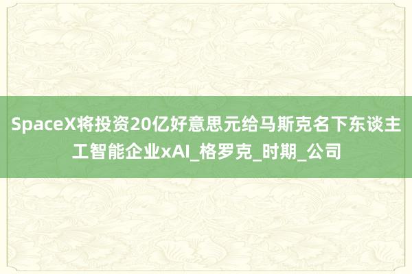 SpaceX将投资20亿好意思元给马斯克名下东谈主工智能企业xAI_格罗克_时期_公司