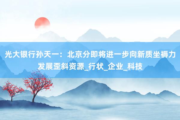 光大银行孙天一：北京分即将进一步向新质坐褥力发展歪斜资源_行状_企业_科技