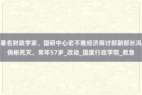 著名财政学家、国研中心宏不雅经济商讨部副部长冯俏彬死灭，常年57岁_改动_国度行政学院_救急
