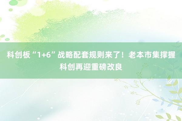 科创板“1+6”战略配套规则来了！老本市集撑握科创再迎重磅改良