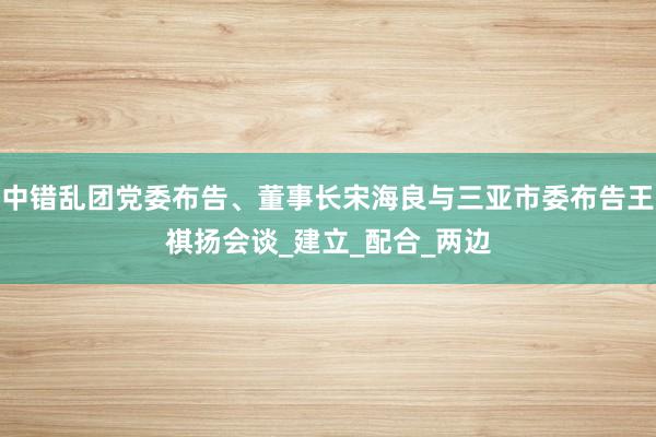 中错乱团党委布告、董事长宋海良与三亚市委布告王祺扬会谈_建立_配合_两边