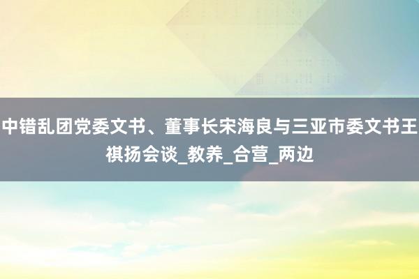 中错乱团党委文书、董事长宋海良与三亚市委文书王祺扬会谈_教养_合营_两边