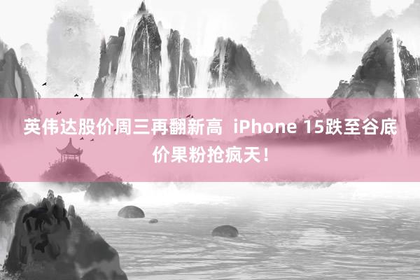 英伟达股价周三再翻新高  iPhone 15跌至谷底价果粉抢疯天！