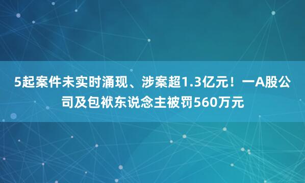 5起案件未实时涌现、涉案超1.3亿元！一A股公司及包袱东说念主被罚560万元