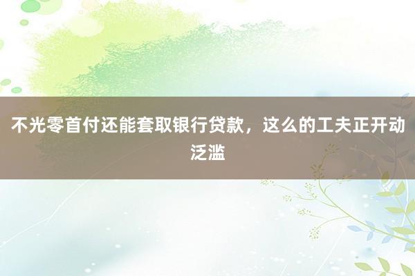 不光零首付还能套取银行贷款，这么的工夫正开动泛滥