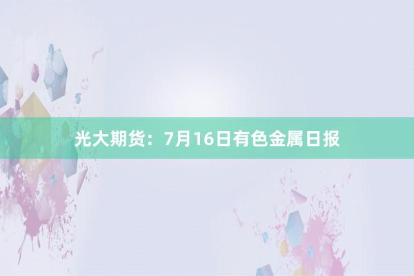 光大期货：7月16日有色金属日报