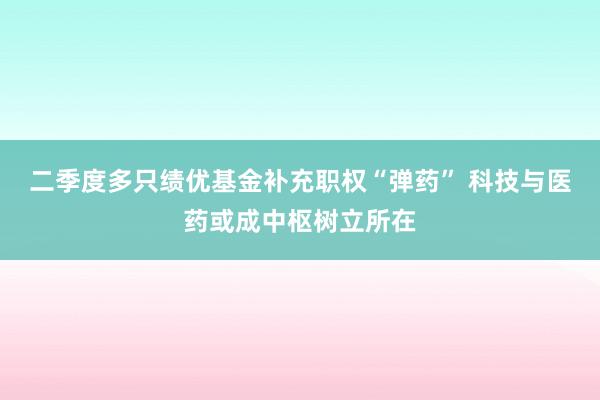 二季度多只绩优基金补充职权“弹药” 科技与医药或成中枢树立所在