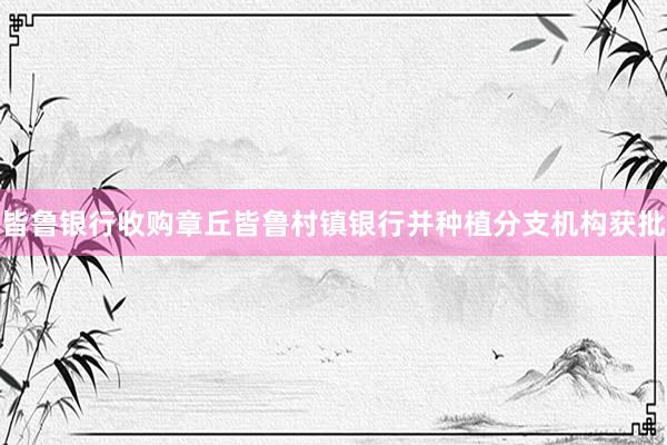 皆鲁银行收购章丘皆鲁村镇银行并种植分支机构获批