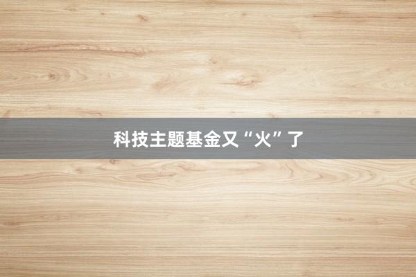 科技主题基金又“火”了