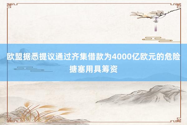 欧盟据悉提议通过齐集借款为4000亿欧元的危险搪塞用具筹资