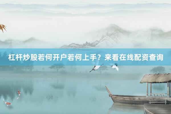 杠杆炒股若何开户若何上手？来看在线配资查询