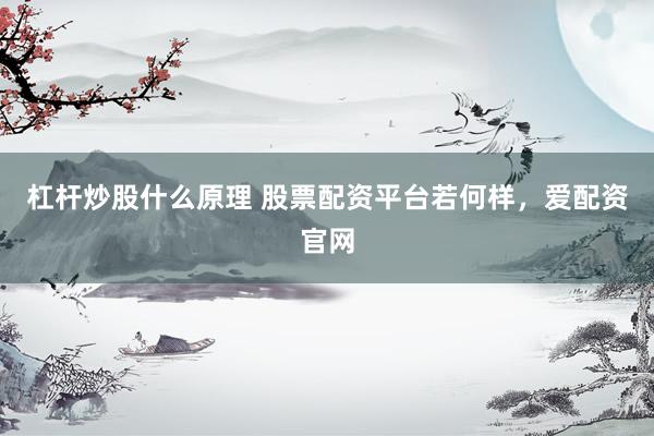 杠杆炒股什么原理 股票配资平台若何样，爱配资官网