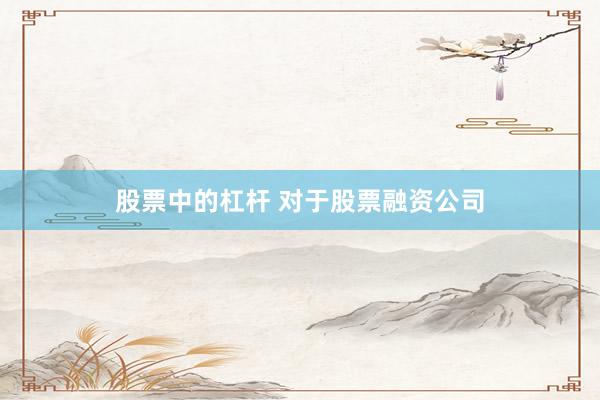 股票中的杠杆 对于股票融资公司