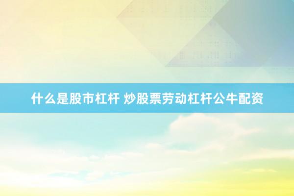 什么是股市杠杆 炒股票劳动杠杆公牛配资
