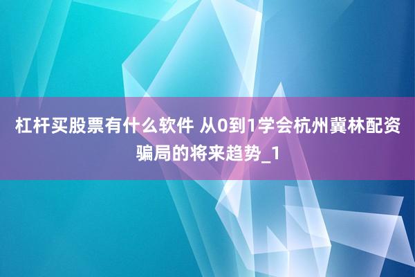 杠杆买股票有什么软件 从0到1学会杭州冀林配资骗局的将来趋势_1
