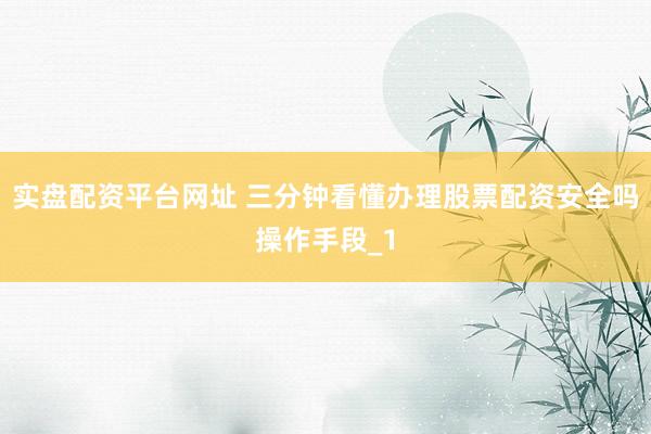 实盘配资平台网址 三分钟看懂办理股票配资安全吗操作手段_1