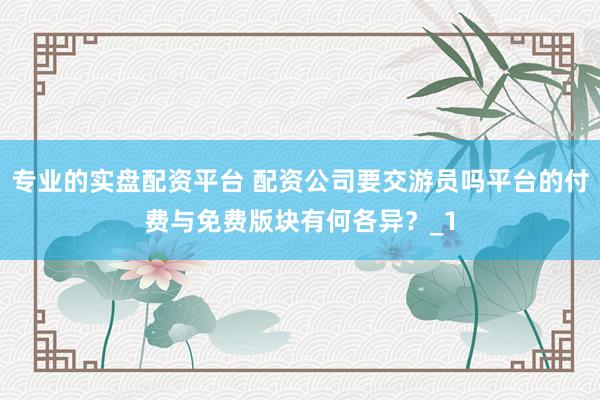专业的实盘配资平台 配资公司要交游员吗平台的付费与免费版块有何各异？_1