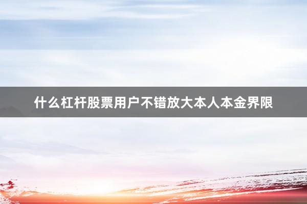 什么杠杆股票用户不错放大本人本金界限