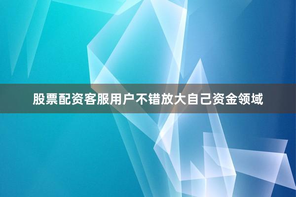 股票配资客服用户不错放大自己资金领域
