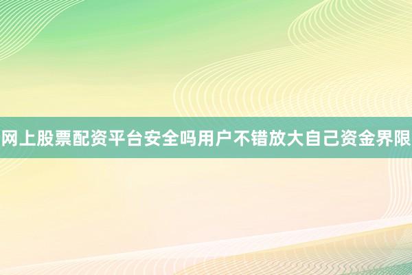 网上股票配资平台安全吗用户不错放大自己资金界限
