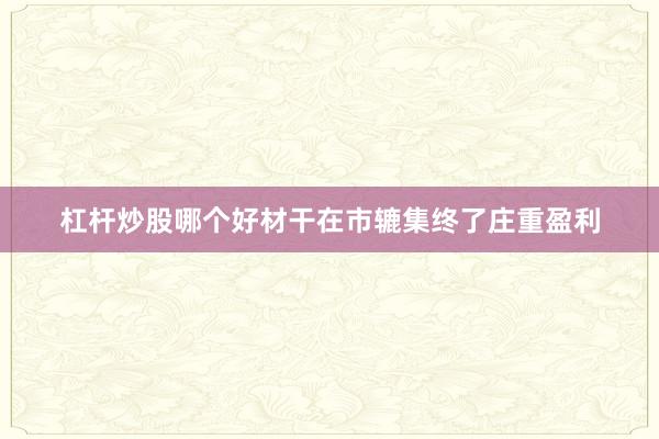 杠杆炒股哪个好材干在市辘集终了庄重盈利
