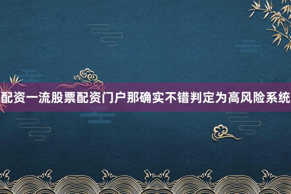 配资一流股票配资门户那确实不错判定为高风险系统