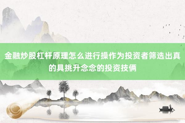 金融炒股杠杆原理怎么进行操作为投资者筛选出真的具挑升念念的投资技俩