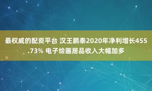 最权威的配资平台 汉王鹏泰2020年净利增长455.73% 电子绘画居品收入大幅加多