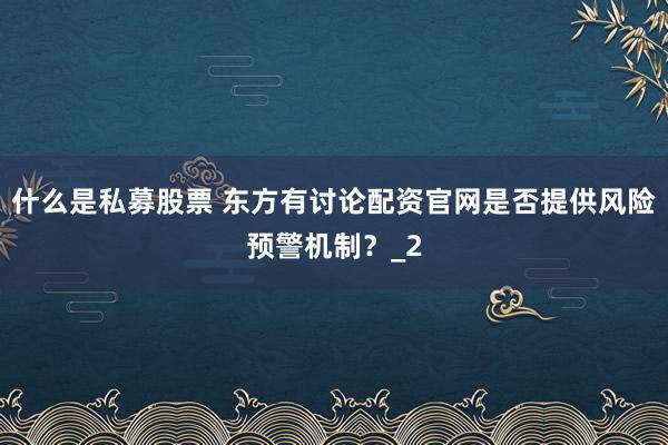 什么是私募股票 东方有讨论配资官网是否提供风险预警机制？_2
