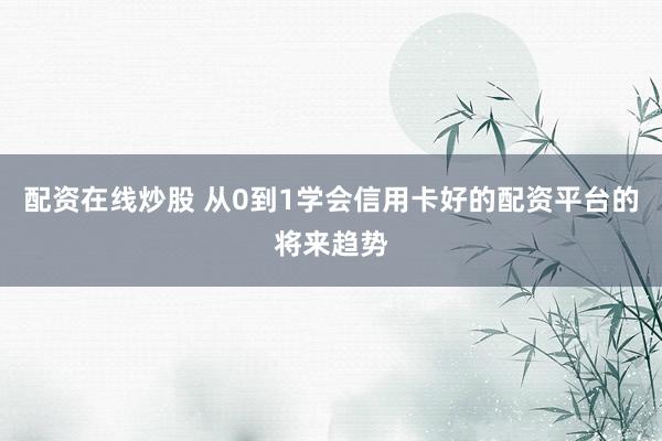 配资在线炒股 从0到1学会信用卡好的配资平台的将来趋势