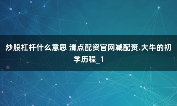 炒股杠杆什么意思 清点配资官网减配资.大牛的初学历程_1
