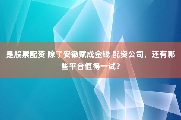 是股票配资 除了安徽赋成金钱 配资公司，还有哪些平台值得一试？