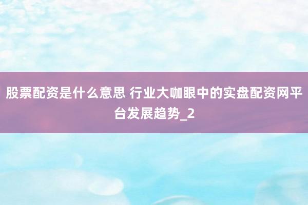 股票配资是什么意思 行业大咖眼中的实盘配资网平台发展趋势_2