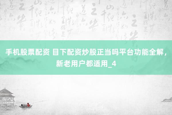 手机股票配资 目下配资炒股正当吗平台功能全解，新老用户都适用_4