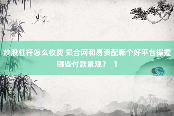 炒股杠杆怎么收费 撮合网和易资配哪个好平台撑握哪些付款景观？_1