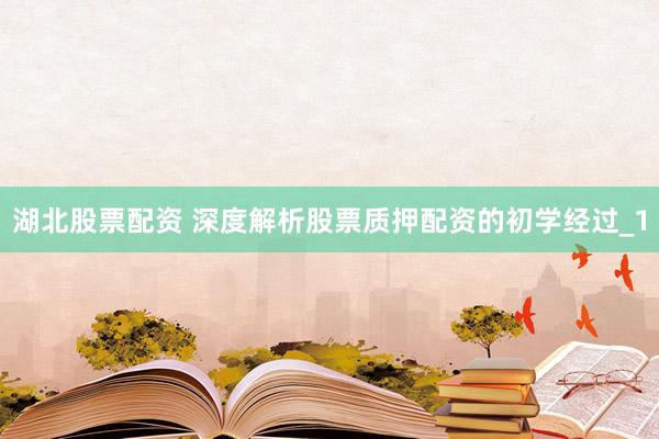 湖北股票配资 深度解析股票质押配资的初学经过_1