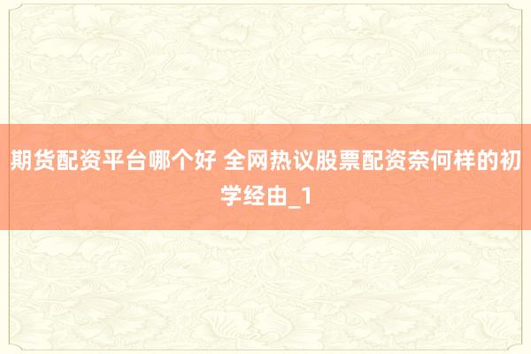 期货配资平台哪个好 全网热议股票配资奈何样的初学经由_1