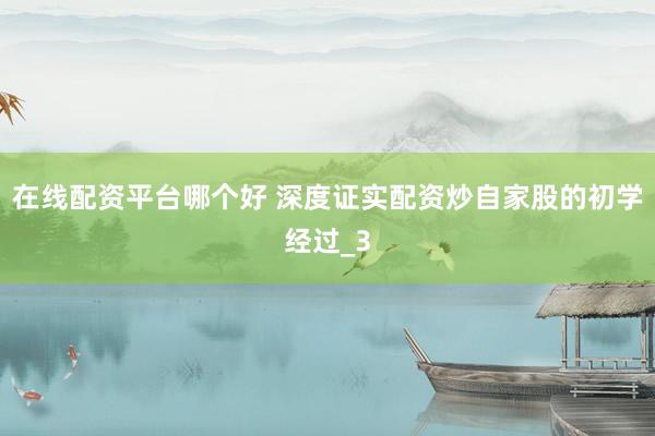 在线配资平台哪个好 深度证实配资炒自家股的初学经过_3