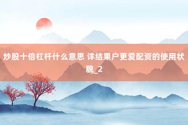 炒股十倍杠杆什么意思 详结果户更爱配资的使用状貌_2