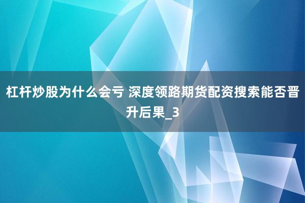杠杆炒股为什么会亏 深度领路期货配资搜索能否晋升后果_3