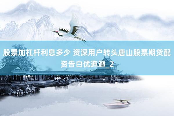 股票加杠杆利息多少 资深用户转头唐山股票期货配资告白优迤逦_2