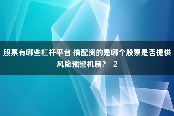 股票有哪些杠杆平台 搞配资的是哪个股票是否提供风险预警机制?_2