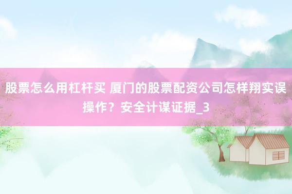 股票怎么用杠杆买 厦门的股票配资公司怎样翔实误操作？安全计谋证据_3