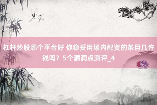 杠杆炒股哪个平台好 你稳妥用场内配资的条目几许钱吗？5个漏洞点测评_4
