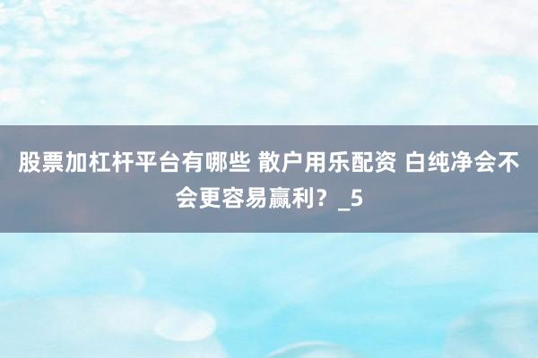 股票加杠杆平台有哪些 散户用乐配资 白纯净会不会更容易赢利？_5