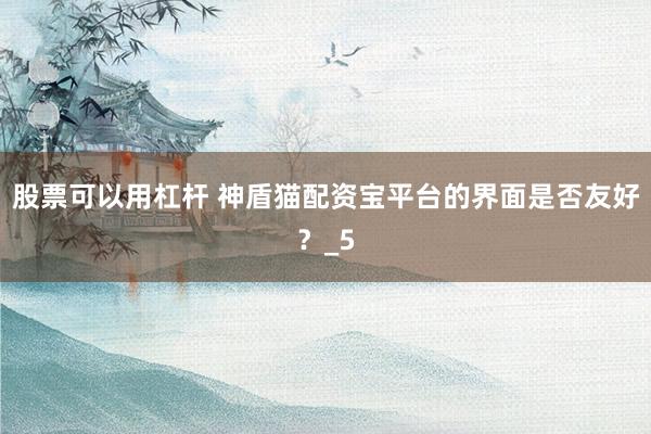 股票可以用杠杆 神盾猫配资宝平台的界面是否友好？_5
