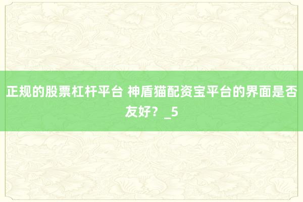 正规的股票杠杆平台 神盾猫配资宝平台的界面是否友好？_5
