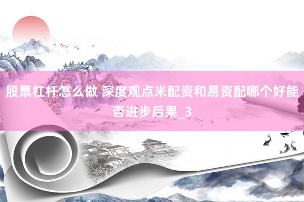 股票杠杆怎么做 深度观点米配资和易资配哪个好能否进步后果_3