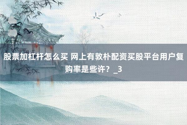股票加杠杆怎么买 网上有敦朴配资买股平台用户复购率是些许？_3