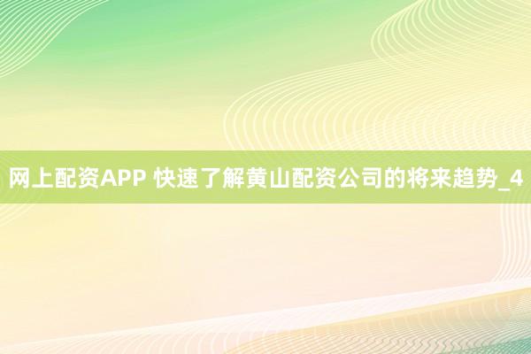 网上配资APP 快速了解黄山配资公司的将来趋势_4